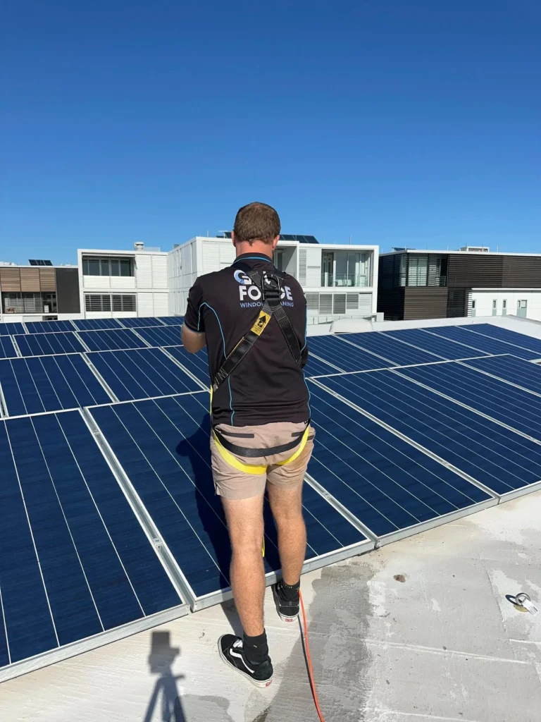 Commercial solar panel cleaning in North Fremantle, Perth